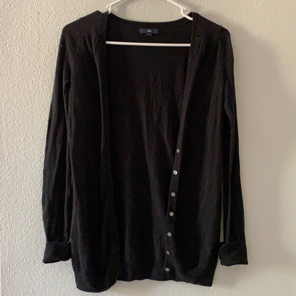 💐GAP Open Front Button Down Cardigan XS Black